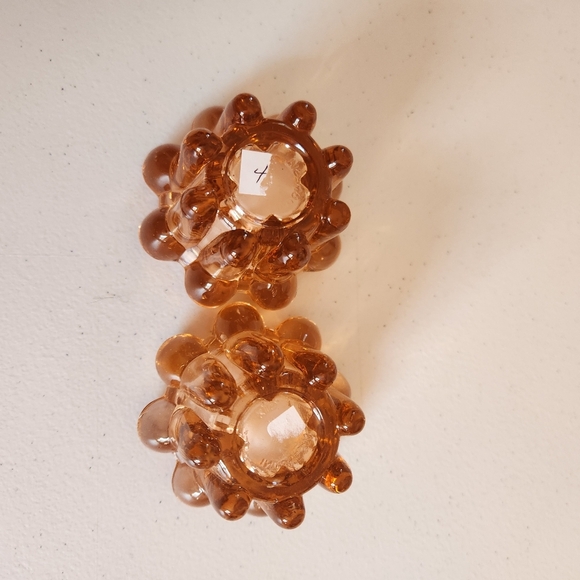 Vintage Rose Pink Glass Round Candle Holder Eclectic Boho Bohemian - Picture 4 of 7